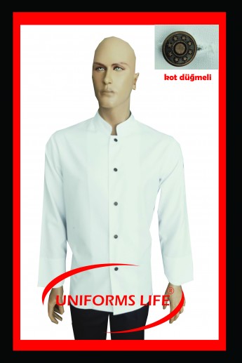 Kot Düğmeli Beyaz Aşçı Ceket